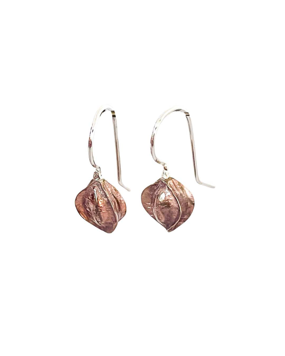 Kowhai Pod Drop Earrings | Medium | Sterling Silver + Bronze
