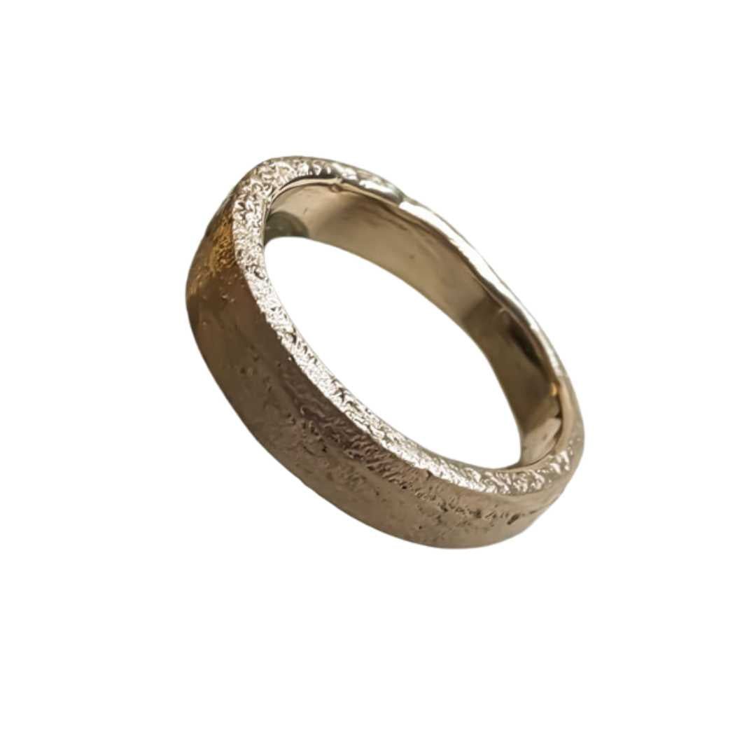 4mm Sandcast Ring – Flat Face in 9ct Gold - HerbertandWilks Jewellery