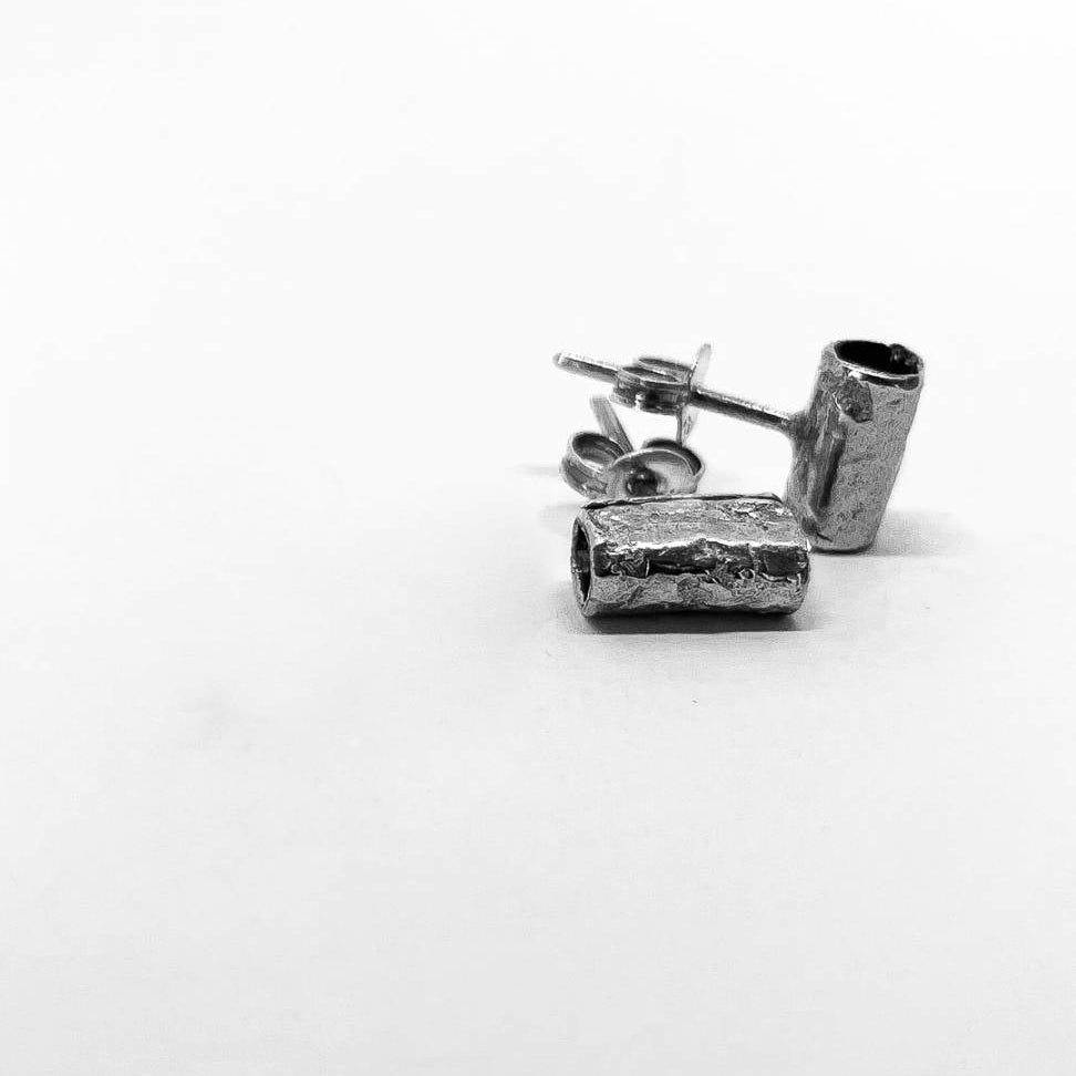 Unique textured fine silver stud earrings, handmade in Auckland, ideal everyday jewellery gift