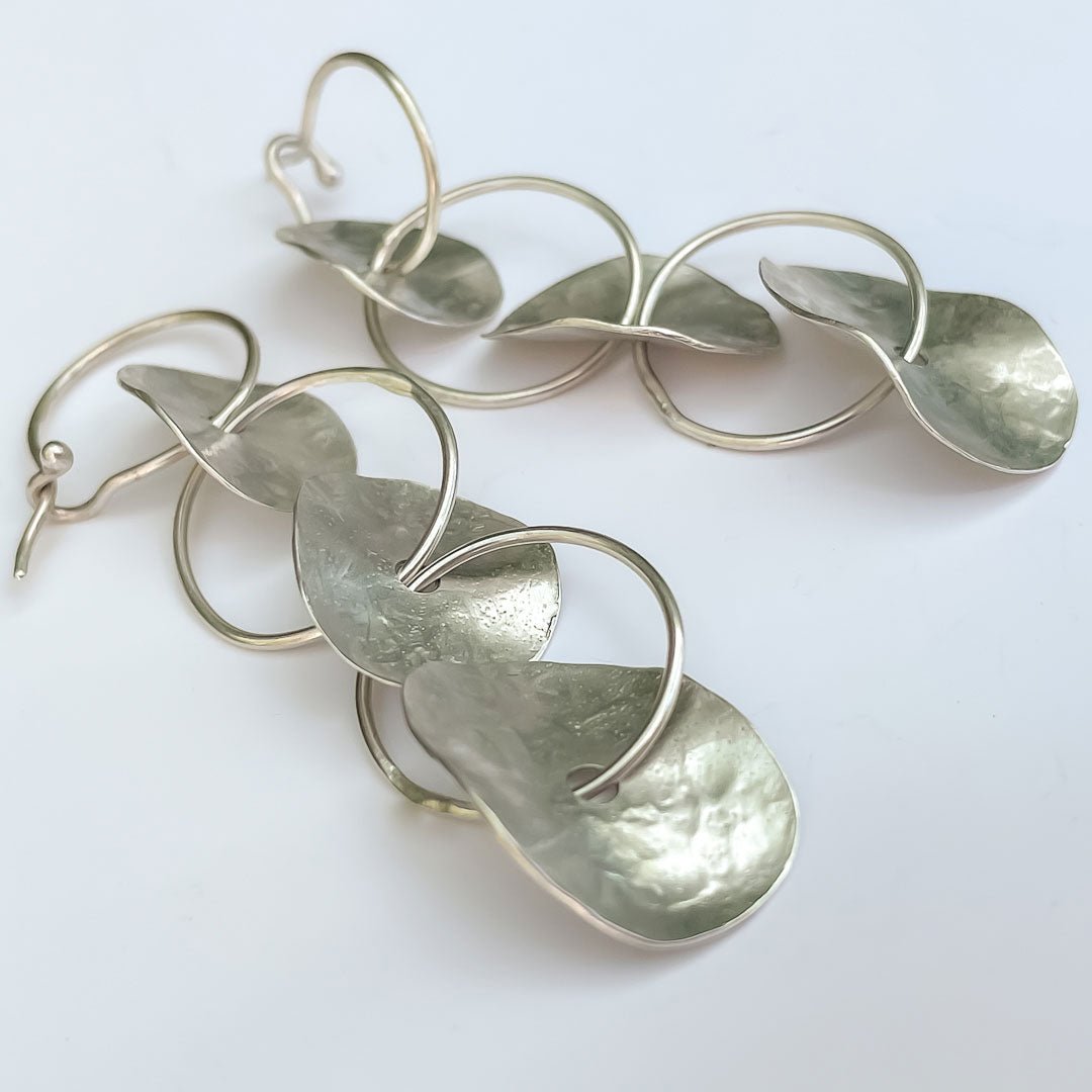 Abstract Disc Hoop Earrings #7c in Sterling Silver - HerbertandWilks Jewellery