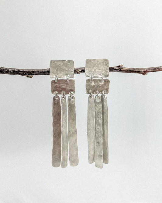 Abstract Geo Drop Earrings in Sterling Silver - HerbertandWilks Jewellery