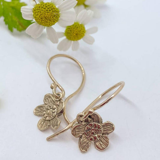 Alpine Daisy Charm Dangle Earrings | 9ct Solid Yellow Gold - HerbertandWilks Jewellery