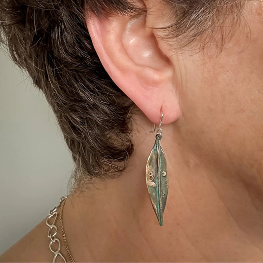 Bronze Pōhutukawa Leaf Pendant Earrings - HerbertandWilks Jewellery