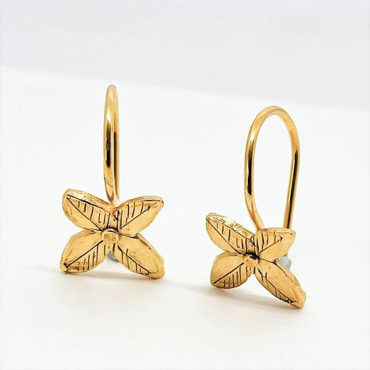 Four Petal Flower Hoop Earrings - Gold Vermeil - HerbertandWilks Jewellery