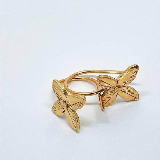 Four Petal Flower Hoop Earrings - Gold Vermeil - HerbertandWilks Jewellery
