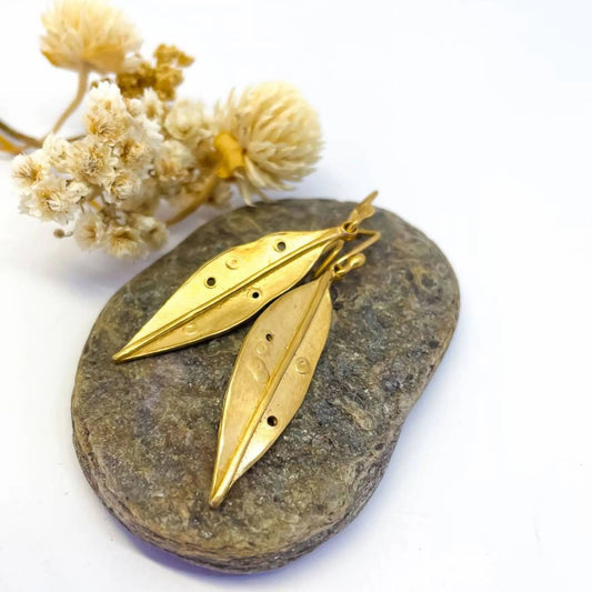 Golden Pōhutukawa Earrings – 18ct Gold Plate - HerbertandWilks Jewellery