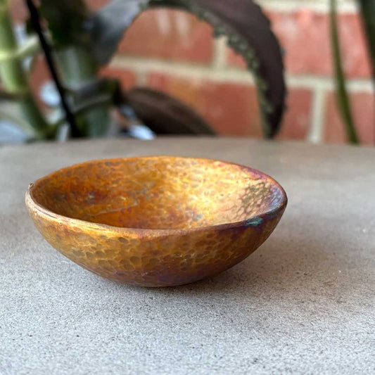 Handmade Cast Bronze Textured Bowl - Vide Poche - Rich Caramel - HerbertandWilks Jewellery