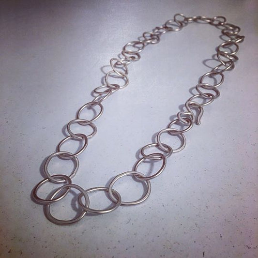 Handmade Organic Circle Chain - Medium weight in Sterling Silver - HerbertandWilks Jewellery