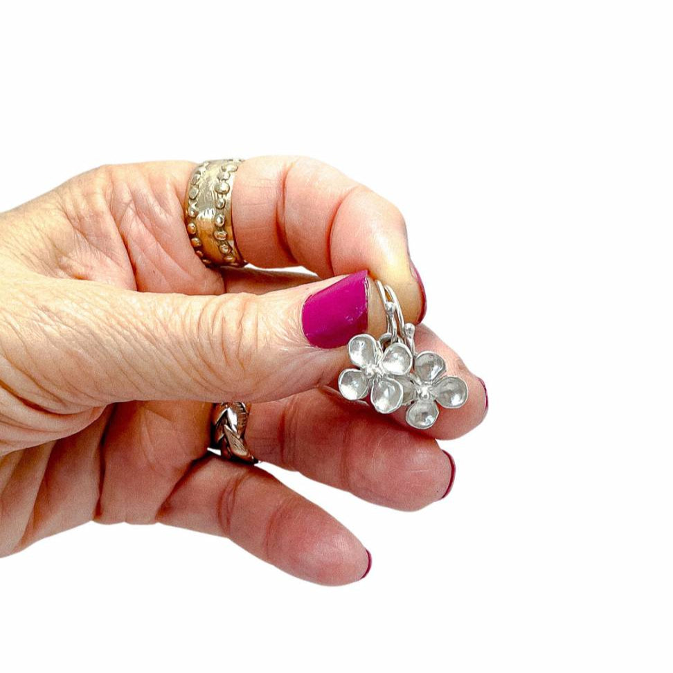 Hydrangea Flower Dangle Earrings in Sterling Silver - HerbertandWilks Jewellery