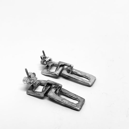 Modernist Earrings No. 3 - Geometric Cutout Drop Earrings in Sterling Silver - HerbertandWilks Jewellery