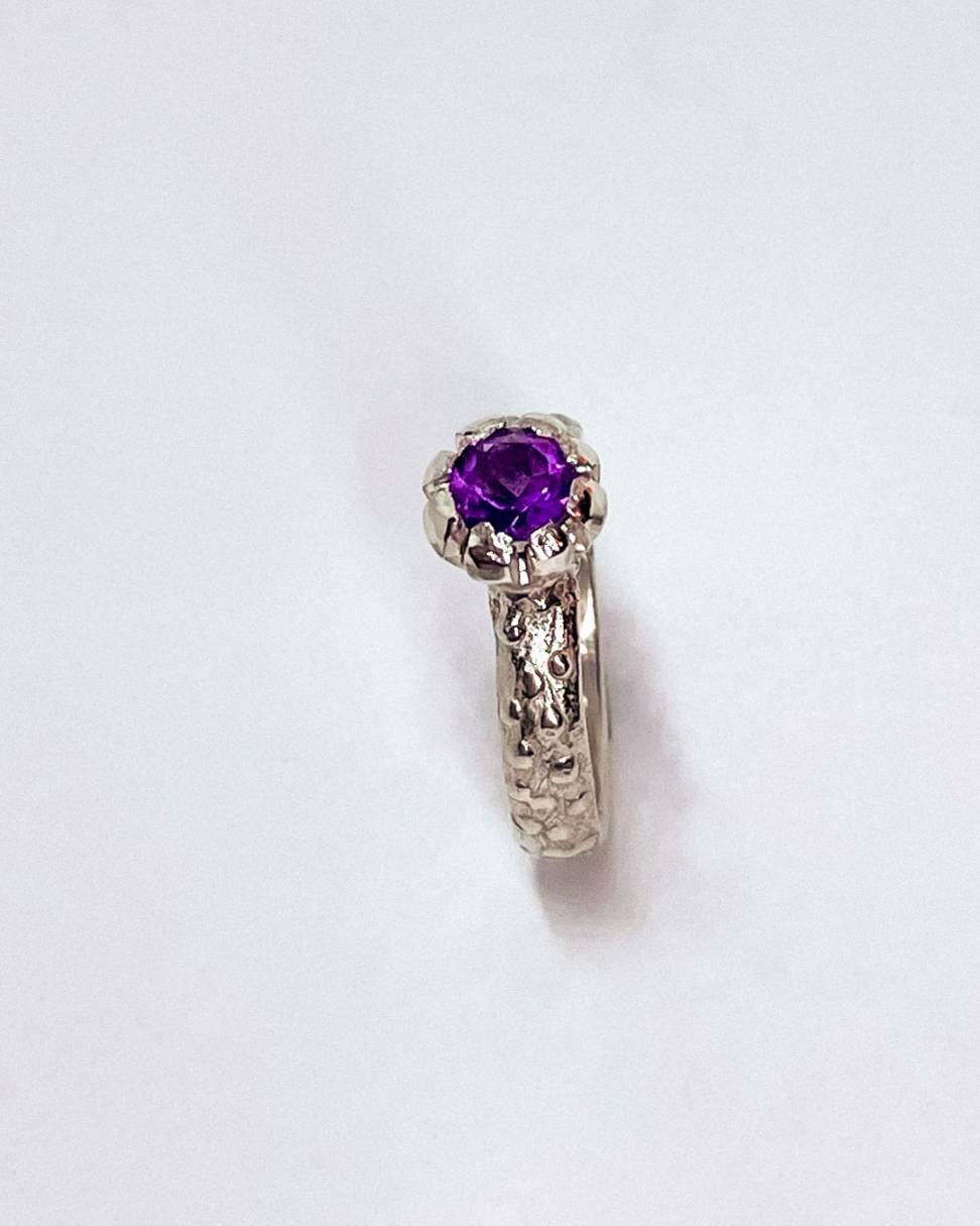 One Off Amethyst Bloom Ring in Sterling Silver, Size N - HerbertandWilks Jewellery