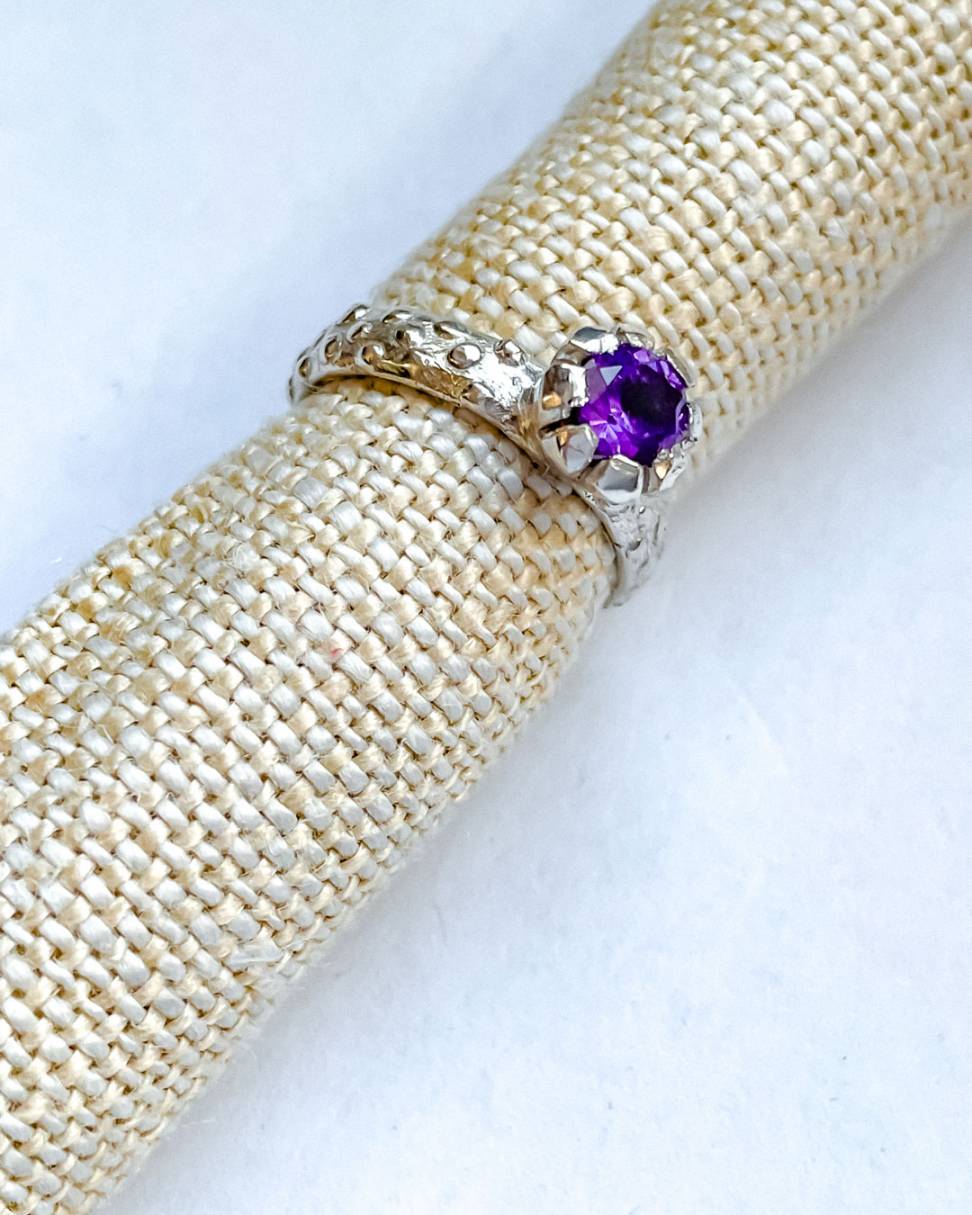 One Off Amethyst Bloom Ring in Sterling Silver, Size N - HerbertandWilks Jewellery