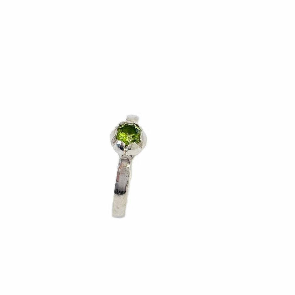 One Off Peridot Bloom Stacking Ring in Sterling Silver, Size N (In Stock) - HerbertandWilks Jewellery