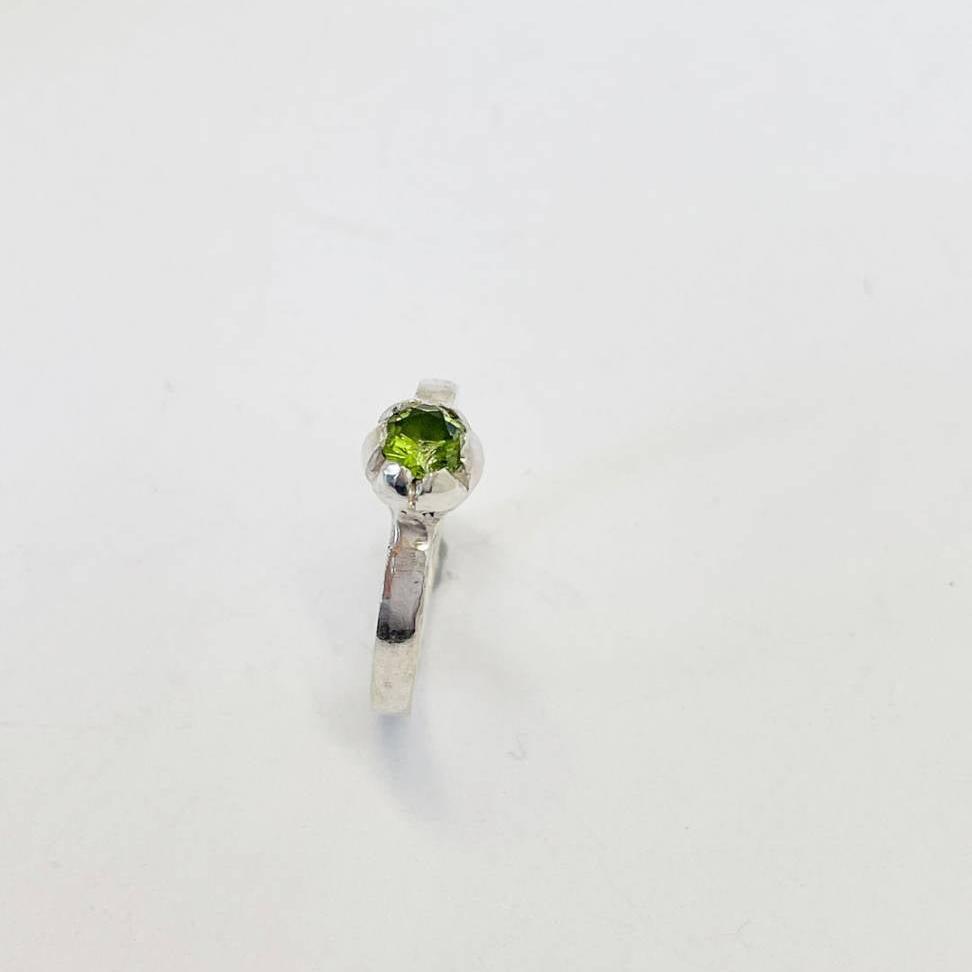 One Off Peridot Bloom Stacking Ring in Sterling Silver, Size N (In Stock) - HerbertandWilks Jewellery