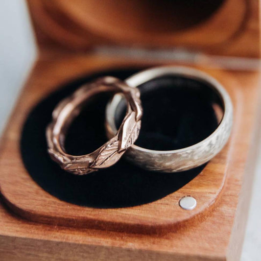 Organic Leaf Stacking Ring | 9ct Solid Yellow Gold - HerbertandWilks Jewellery