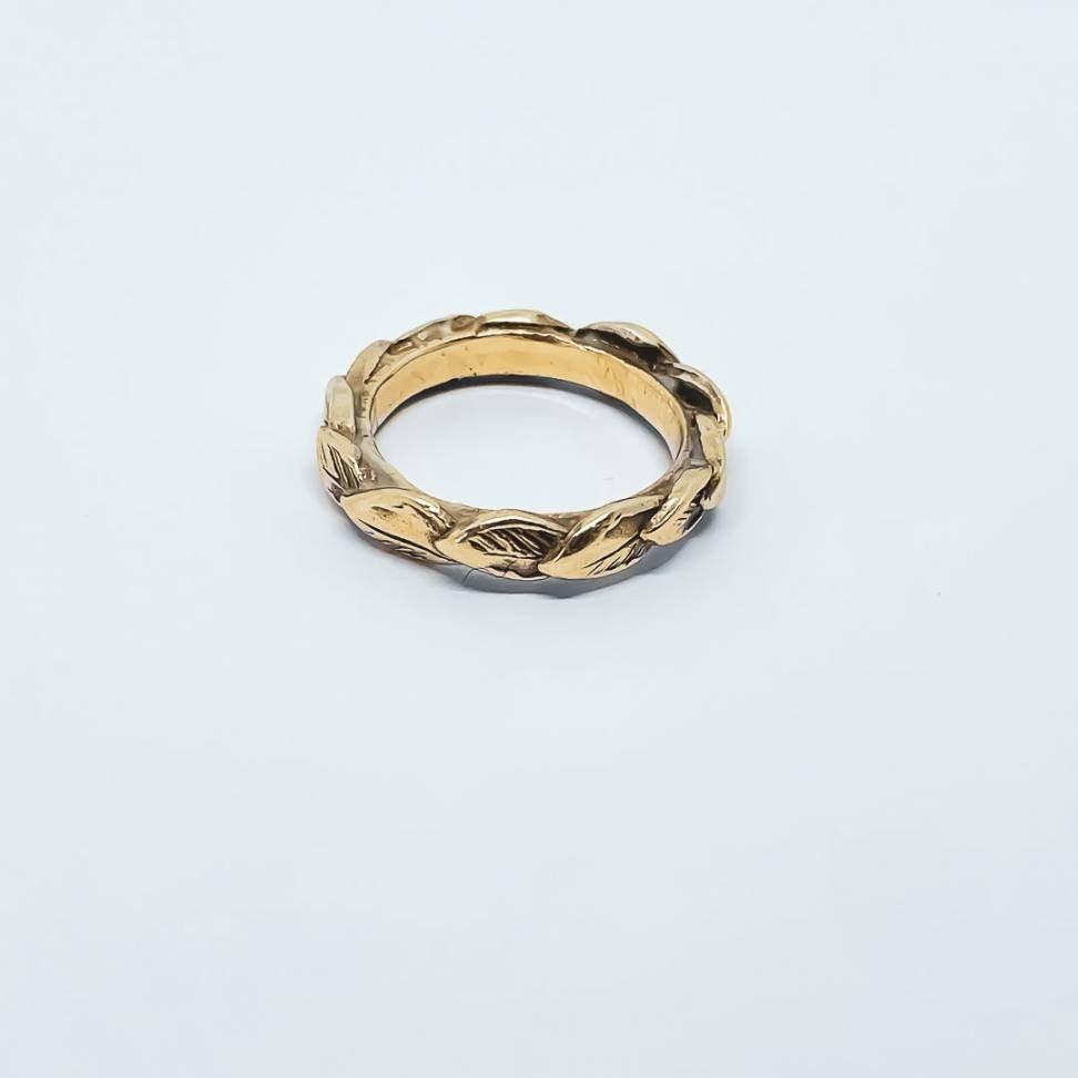 Organic Leaf Stacking Ring | 9ct Solid Yellow Gold - HerbertandWilks Jewellery