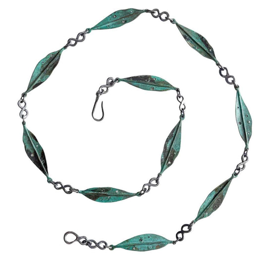 Pohutukawa Leaf Necklace - Bronze + Oxidised Sterling Silver - HerbertandWilks Jewellery