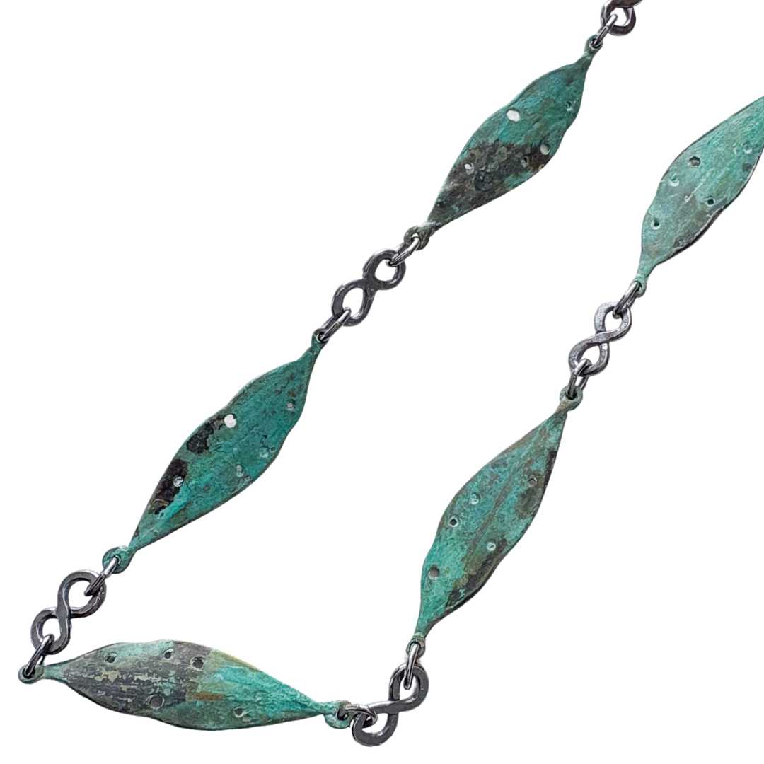 Pohutukawa Leaf Necklace - Bronze + Oxidised Sterling Silver - HerbertandWilks Jewellery