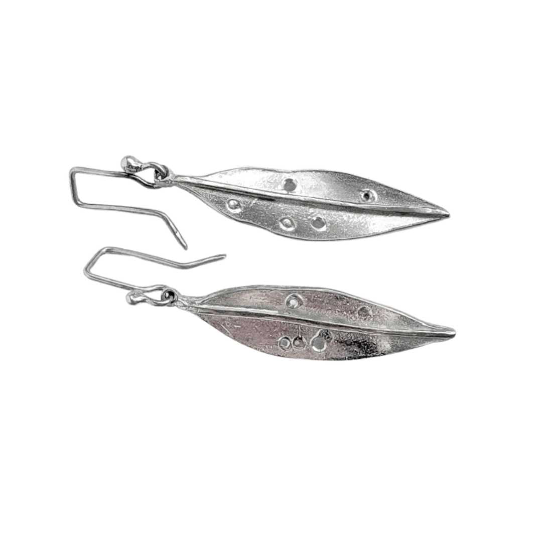 Pohutukawa Leaf Pendant Earrings | Sterling Silver | Long - HerbertandWilks Jewellery