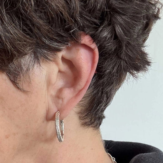 Sandcast Sterling Silver Hoop Earrings - HerbertandWilks Jewellery