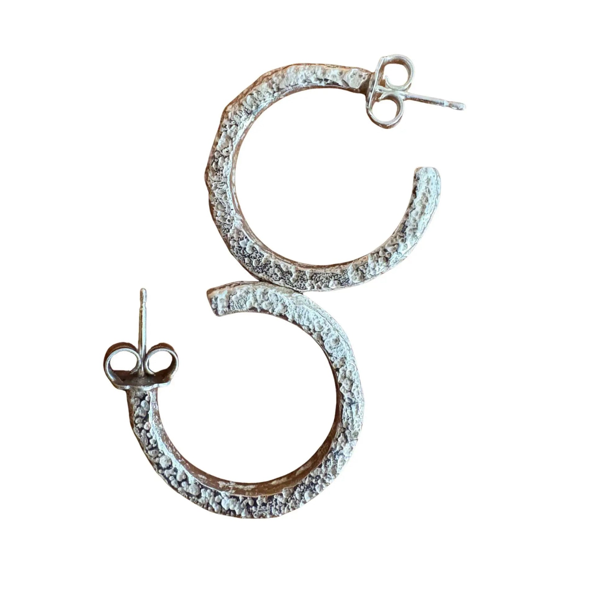 Sandcast Sterling Silver Hoop Earrings - HerbertandWilks Jewellery