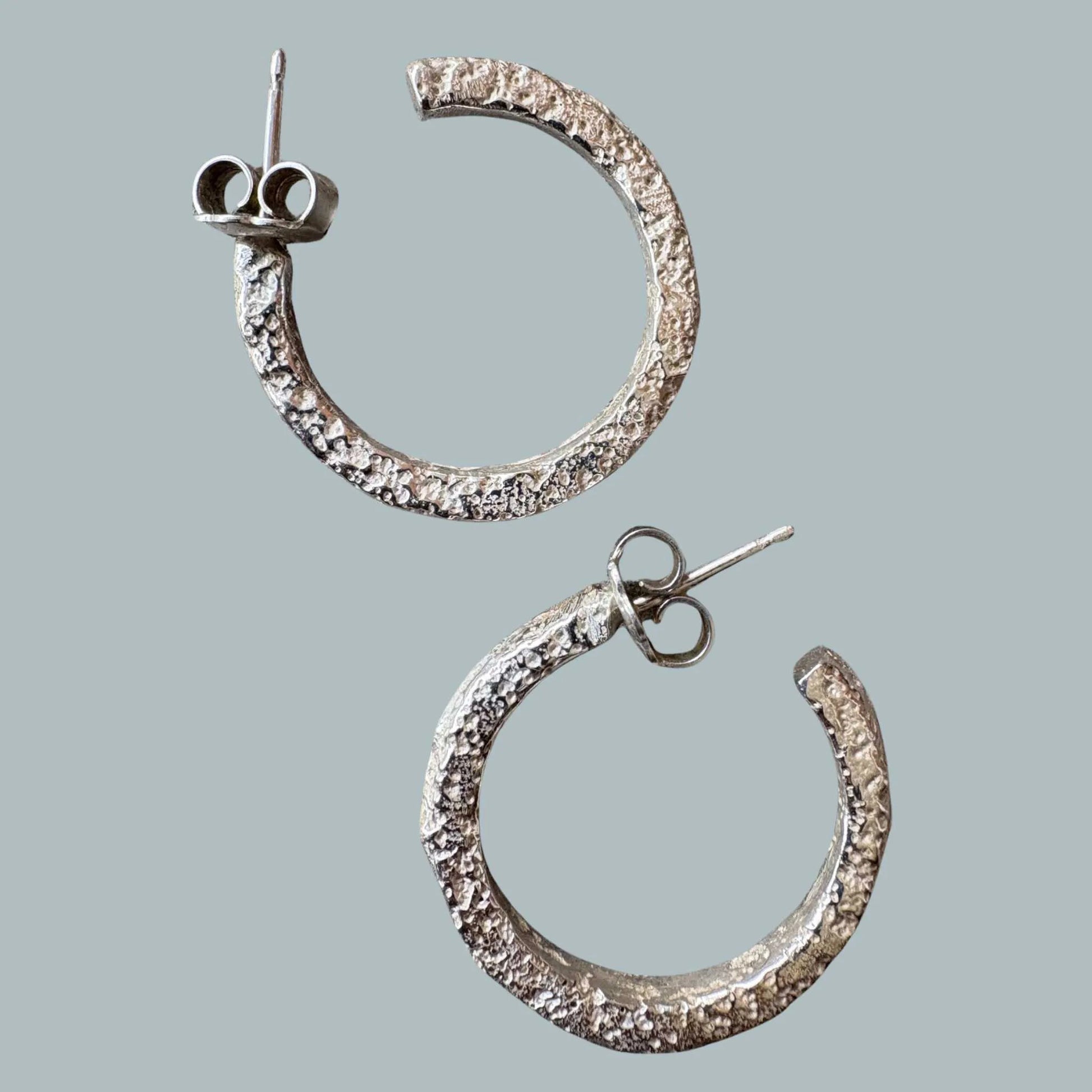 Sandcast Sterling Silver Hoop Earrings - HerbertandWilks Jewellery