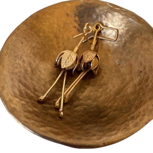 Stylised Golden Fuchsia Flower Pendant Earrings - 18ct Gold Plate - HerbertandWilks Jewellery