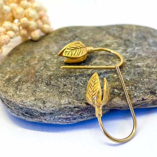 Stylised Golden Snowdrop Flower Earrings in 18ct Gold Plate - HerbertandWilks Jewellery