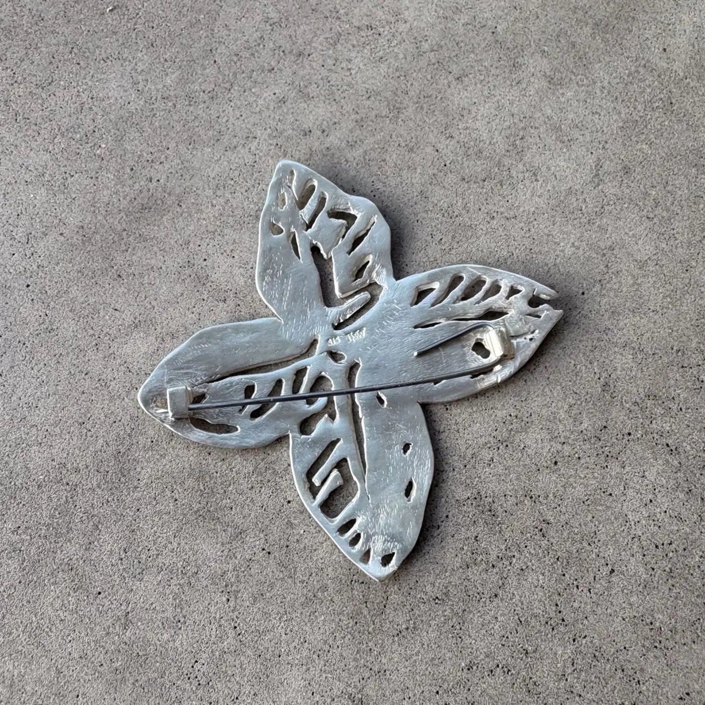 The Origin Brooch – Four - Petal Geometric Flower in Sterling Silver - HerbertandWilks Jewellery
