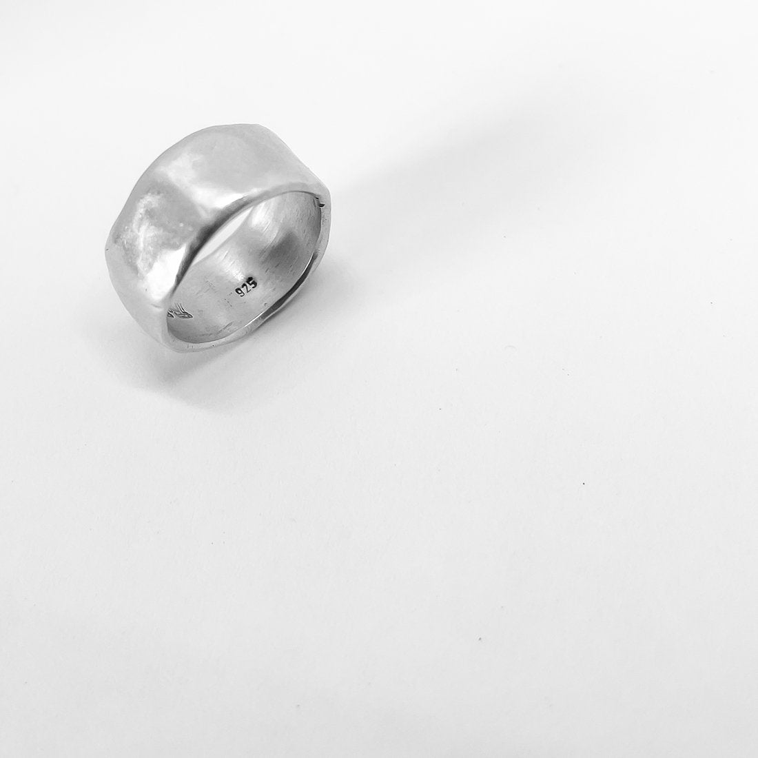 Wide Band - Organic Ring - Sterling Silver - Size H 1/2 - HerbertandWilks Jewellery