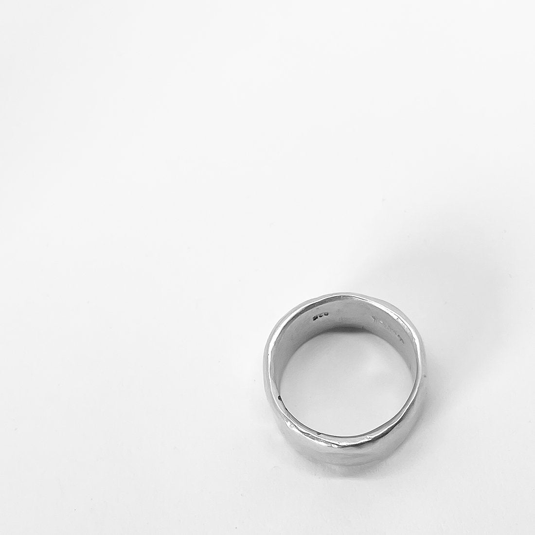 Wide Band - Organic Ring - Sterling Silver - showing the thickness of the band