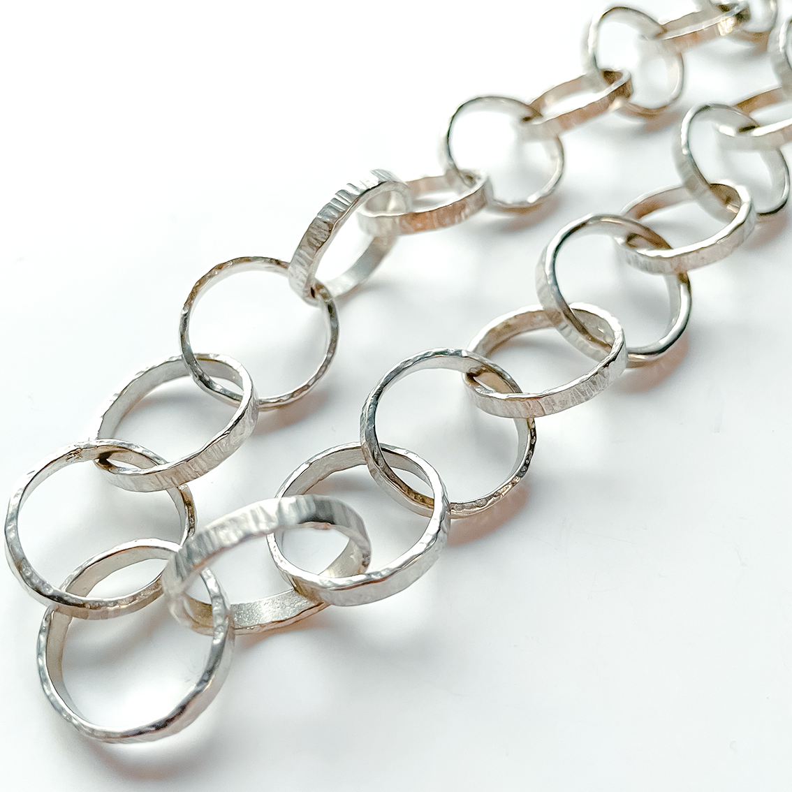 Heavy Textured Link Chain Necklace in Sterling Silver and Bronze