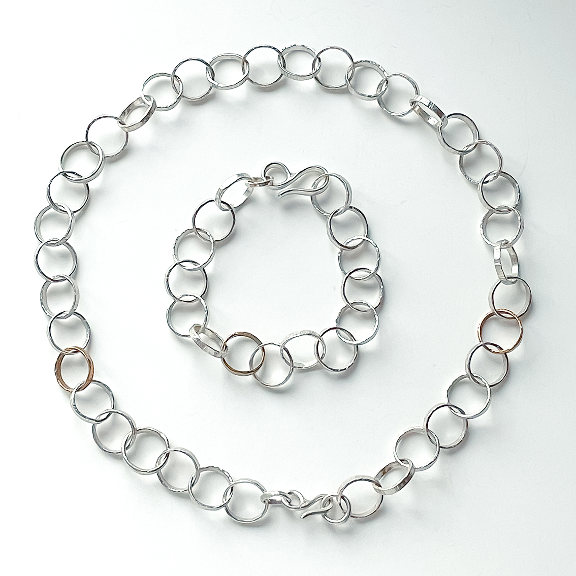 Heavy Textured Link Chain Necklace in Sterling Silver