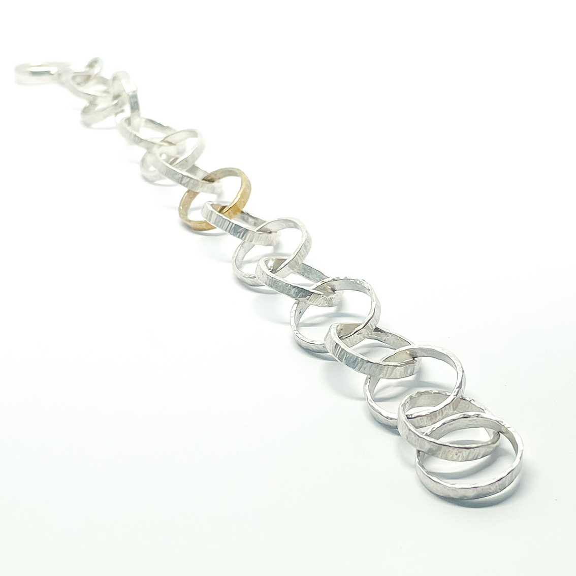 Heavy Textured Link Chain Bracelet in Sterling Silver