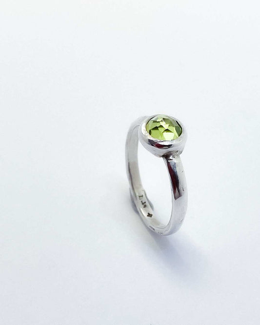 Peridot Ring in Sterling Silver, Size O (In Stock)