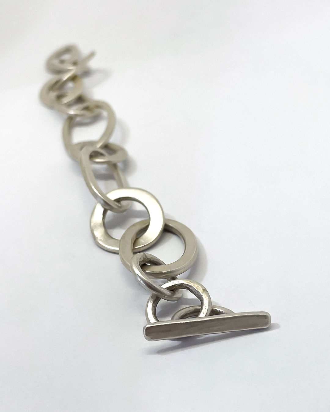 Heavy Abstract Orbit Link Bracelet in Sterling Silver