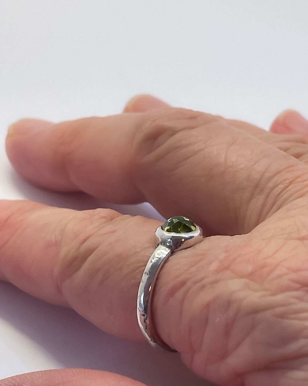 Peridot Ring in Sterling Silver, Size O (In Stock)