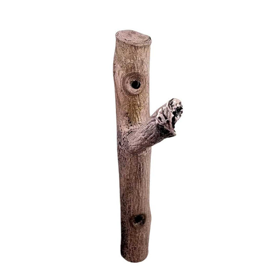 Bronze apple tree branch wall hook front view showing natural bark texture and organic form on white background