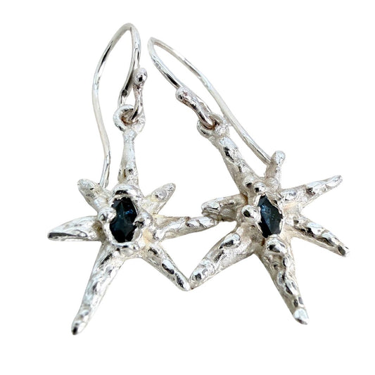 Faerie Star Charm Earrings with Blue Sapphires