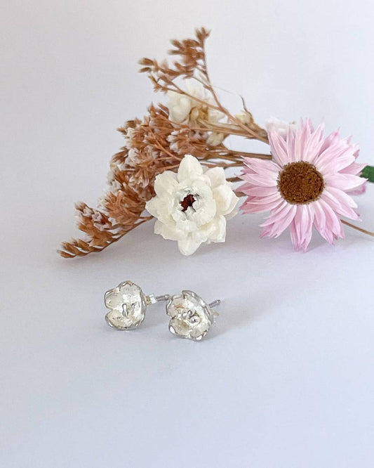 Dainty Flower Stud Earrings in Sterling Silver