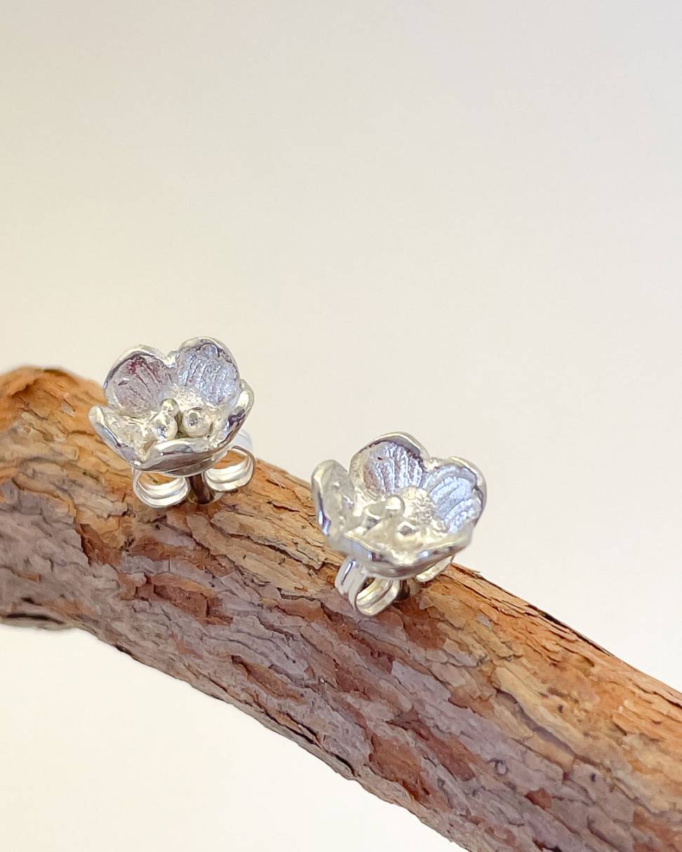 Dainty Flower Stud Earrings in Sterling Silver