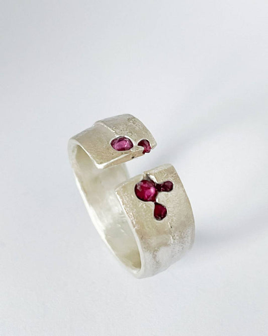 ECHO Unisex Open Ring Series 1 - Ring 1 - Ruby and Sterling Silver