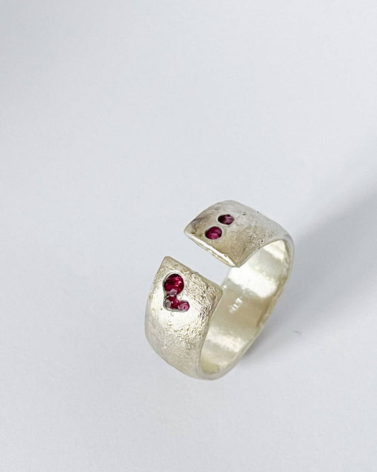 ECHO Unisex Open Ring Series 1 - Ring 2 - Ruby and Sterling Silver