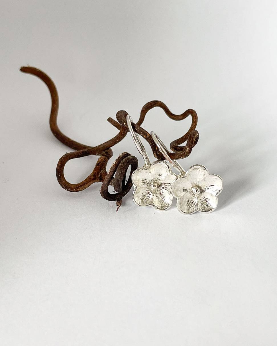 Flower Drop Earrings in Sterling Silver