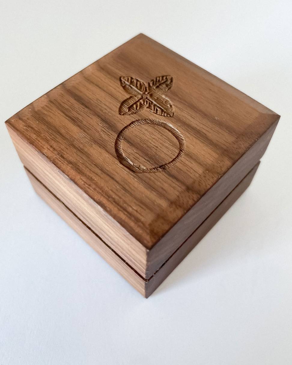 Handcrafted Walnut Ring Box - Stacking Rings