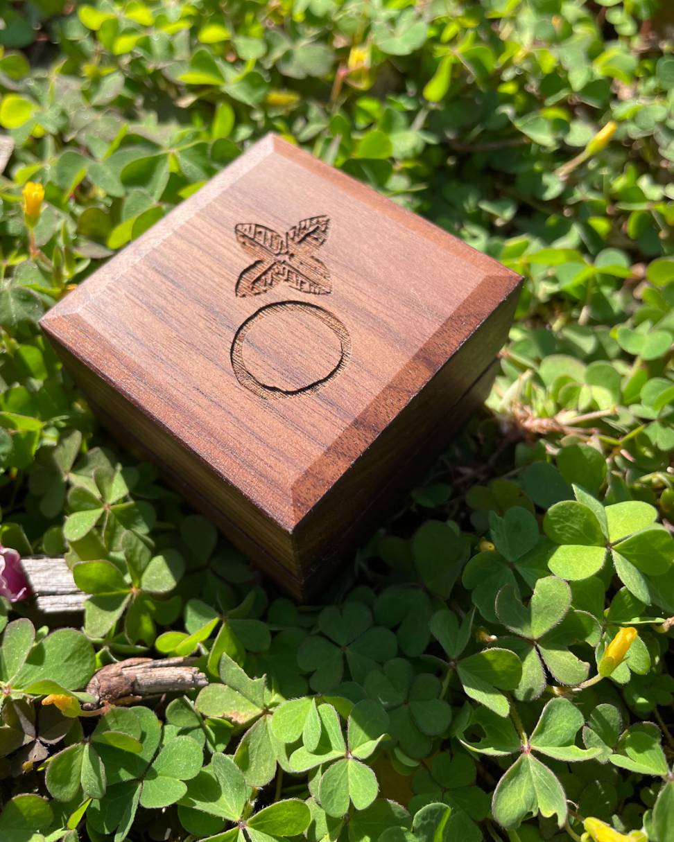 Handcrafted Walnut Ring Box - Single Ring