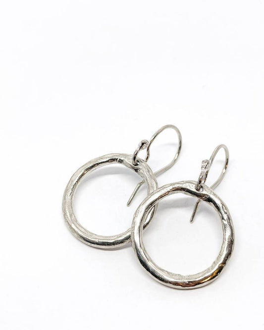 Organic Circle Sterling Silver Hoop Earrings: Timeless Style