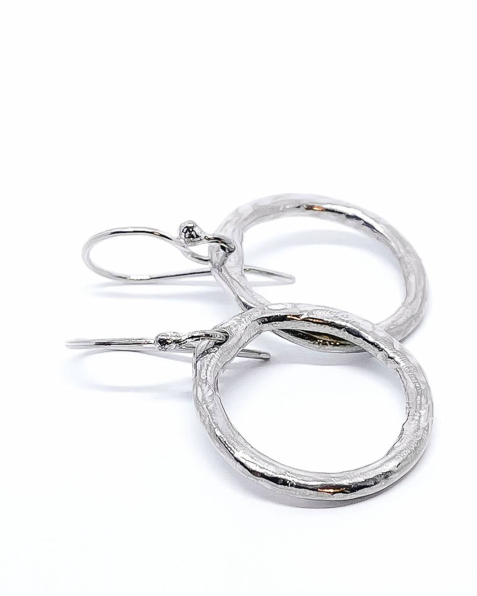 Organic Circle Sterling Silver Hoop Earrings: Timeless Style