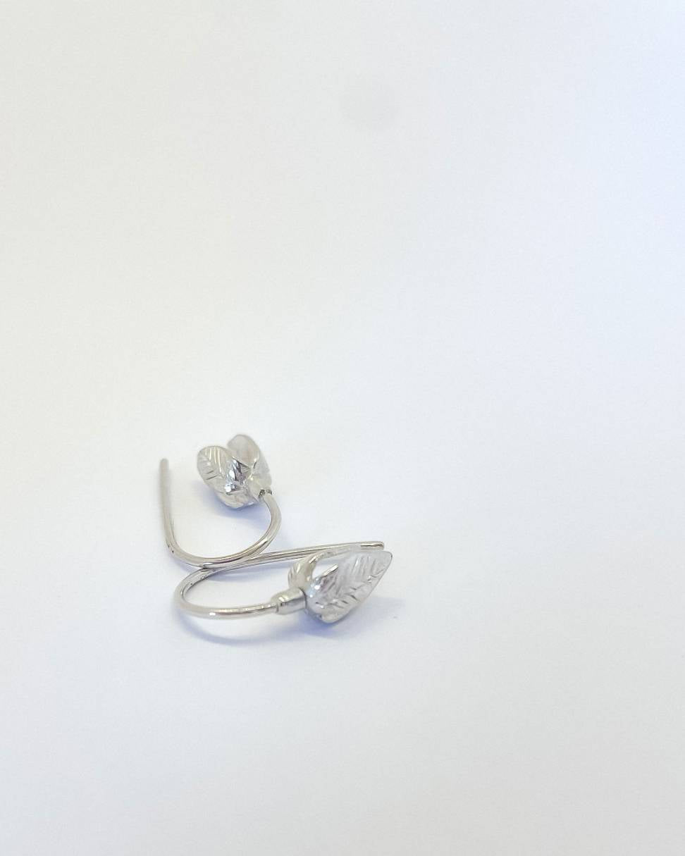 Stylised Snowdrop Flower Earrings in Sterling Silver