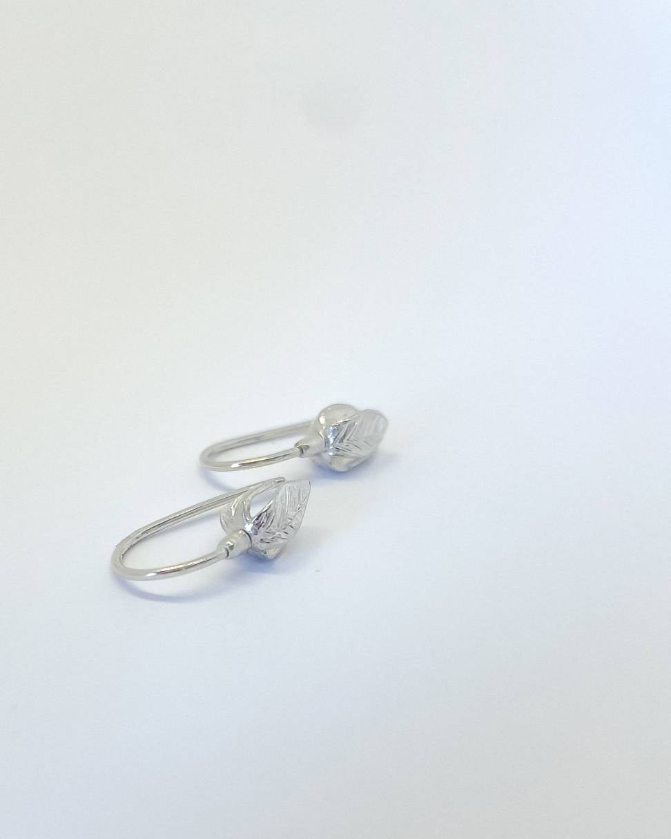 Stylised Snowdrop Flower Earrings in Sterling Silver